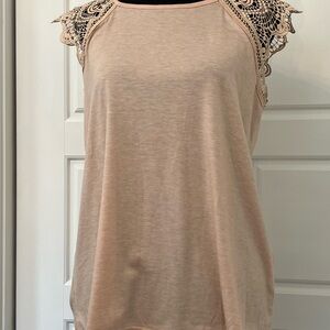 Lace Sleeve Women's Top in Apricot Cream
